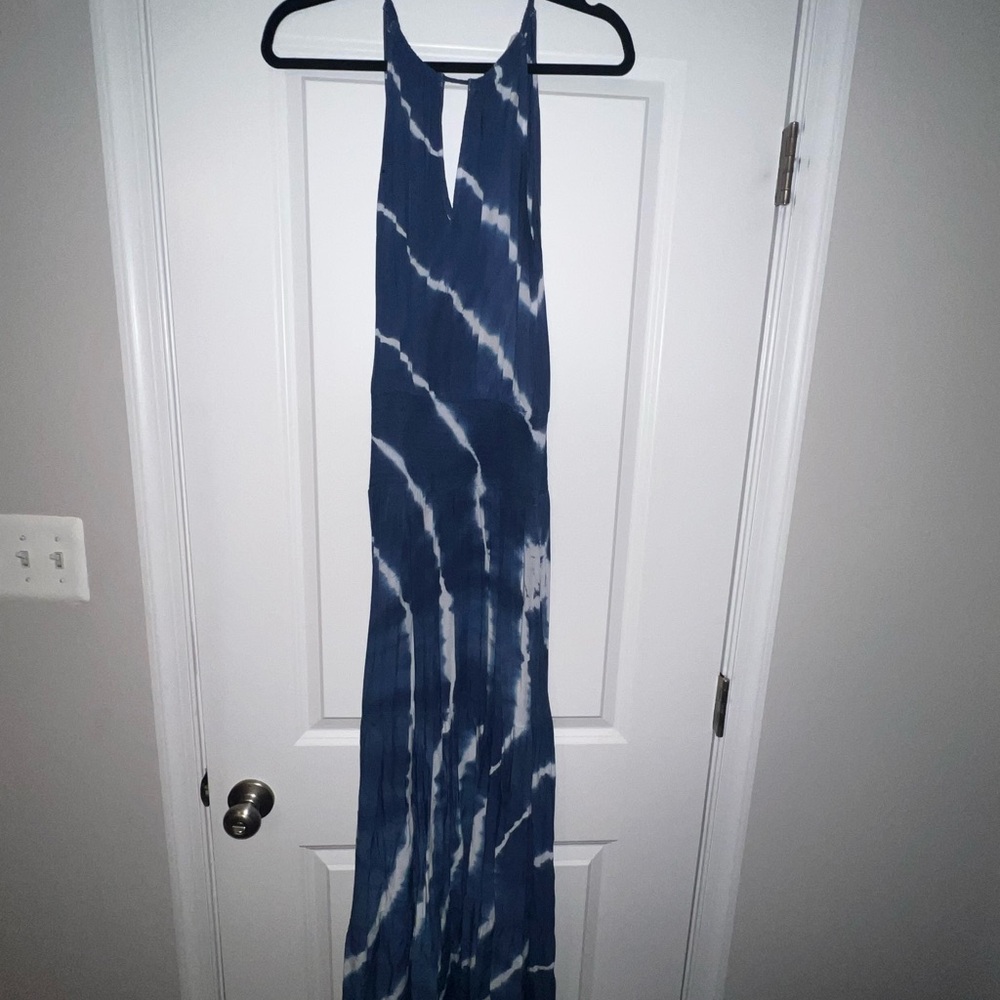 Source Unknown Blue and White Maxi Dress